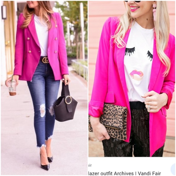 Theory Blazer Tailored Pure Linen Fuchsia Pink - Picture 8 of 8